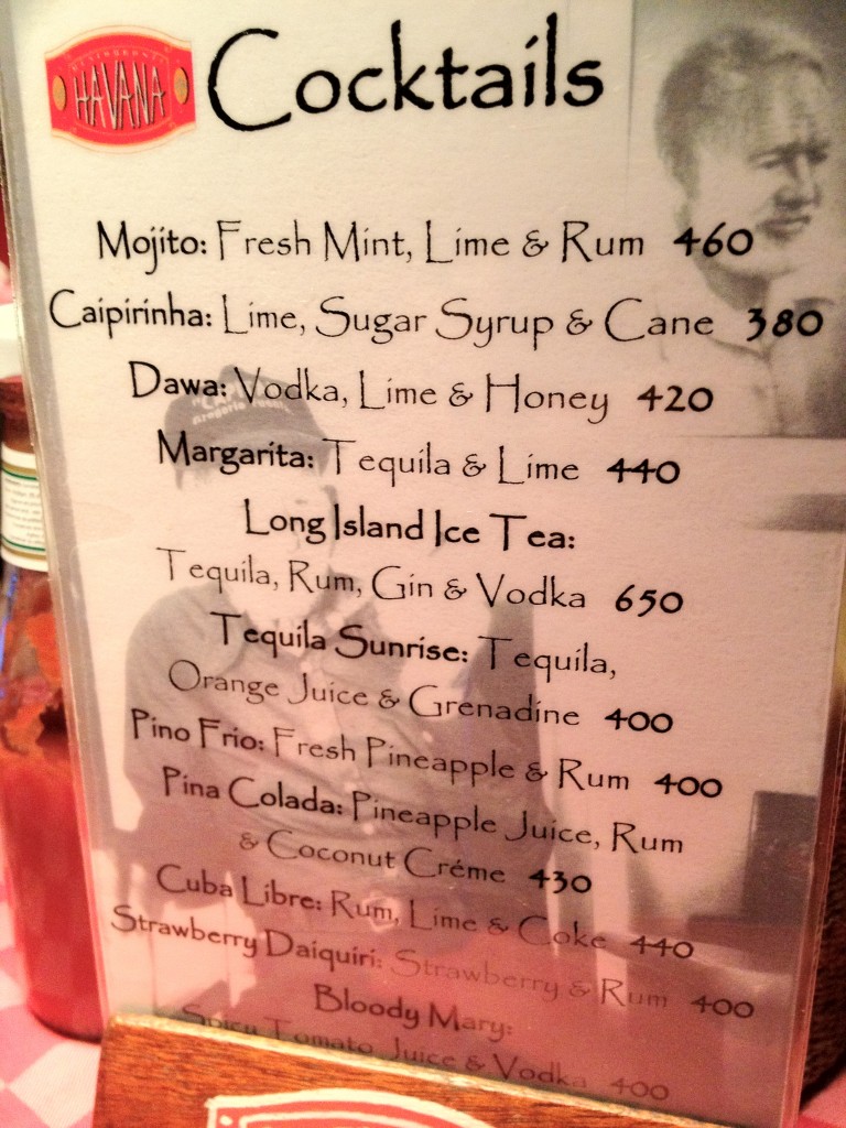 Havana Menu 2